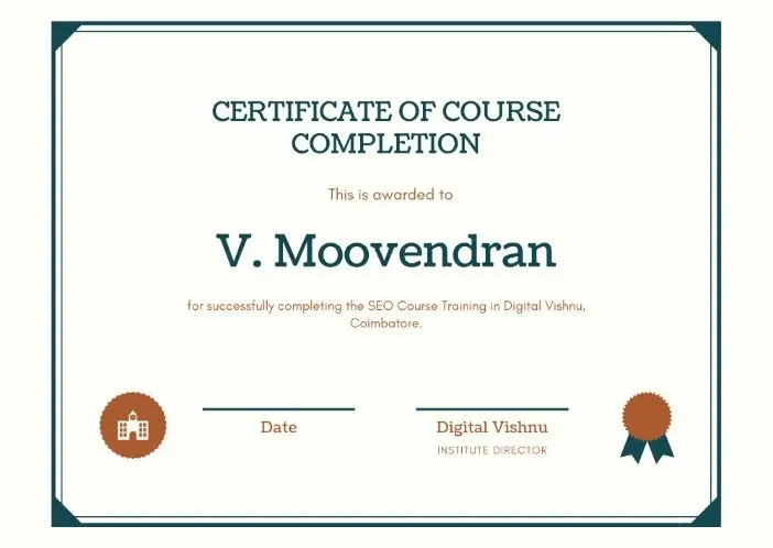 SEO Course Certificate