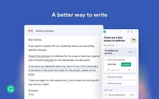 Top 10 Chrome Extensions For Digital Marketing And SEO: Grammarly extension