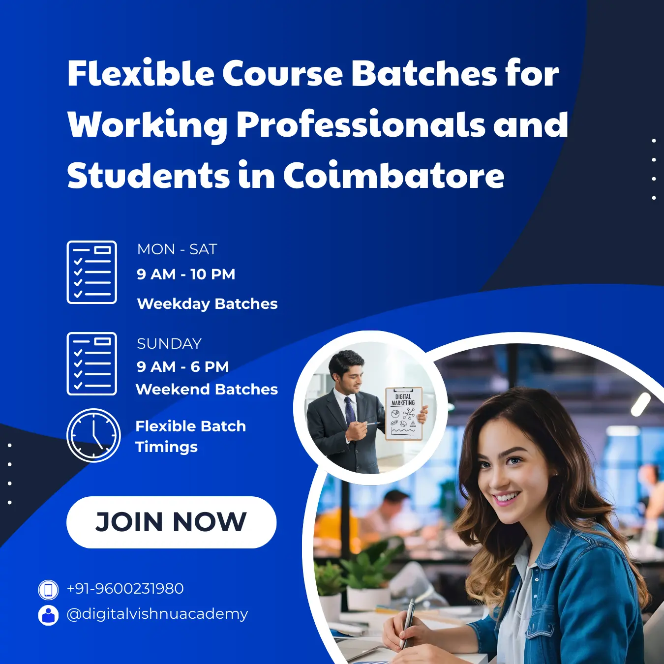Flexible Batches for Working Professionals and College Students