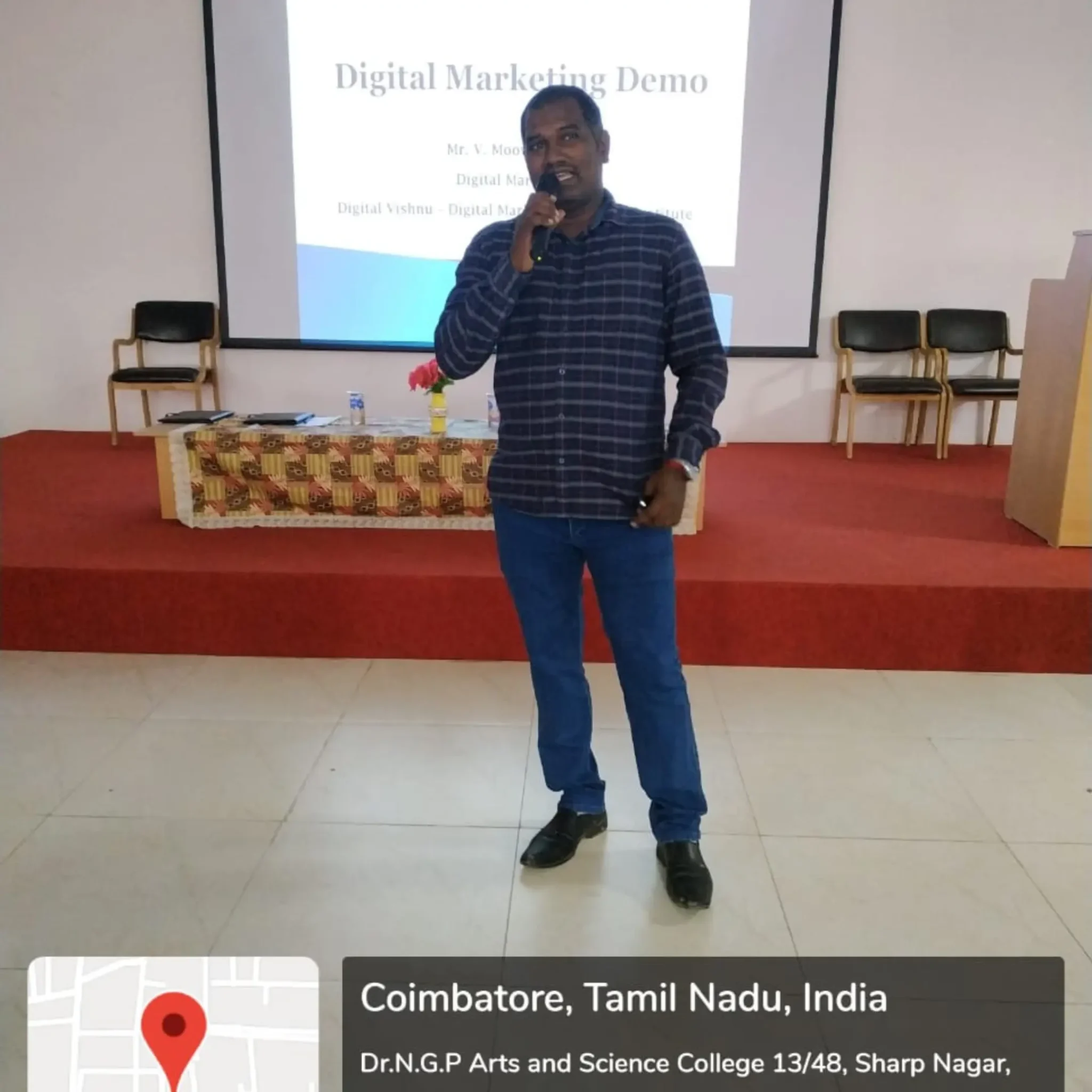 Moovendran - Digital Marketing Trainer - Digital marketing seminar at Dr. N.G.P Arts and Science College coimbatore