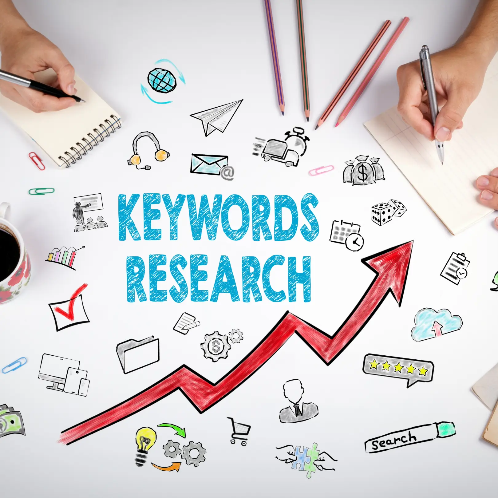 Keyword research, on-page SEO, and technical SEO