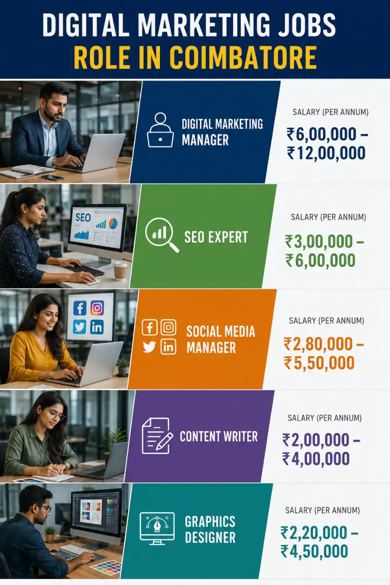 Digital marketing job roles and salary in Coimbatore 2026 - SEO Google Ads Social Media