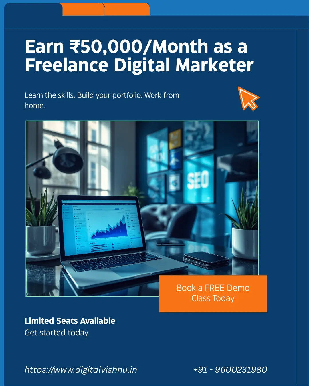 Digital Vishnu Academy – Best Freelance Digital Marketing Course in Coimbatore Tamil Nadu Digital Vishnu Academy promo for freelance digital marketing training – learn to earn from home India 2026