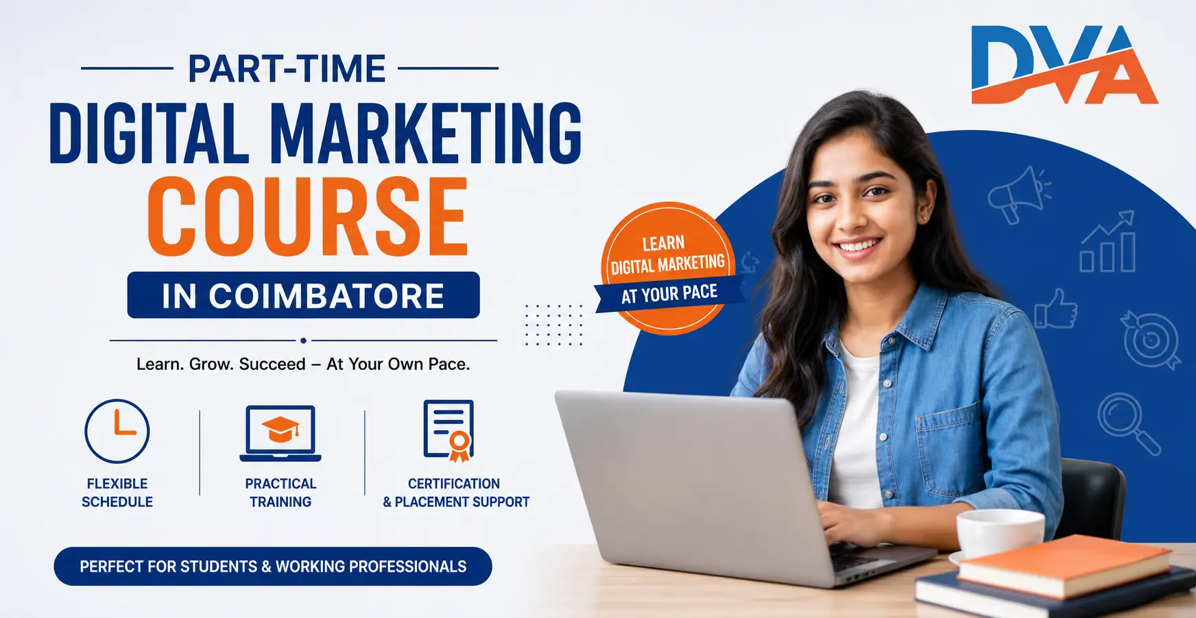 Digital Vishnu Academy in Coimbatore offering structured part-time digital marketing training in evening and weekend batches part-time digital marketing course Coimbatore Digital Vishnu Academy evening weekend batch